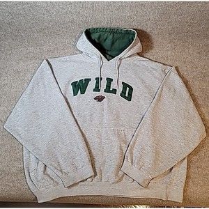 NHL Minnesota Wild Hockey Hoodie Hooded Sweatshirt Grey Gray Mens Size 3XL *READ